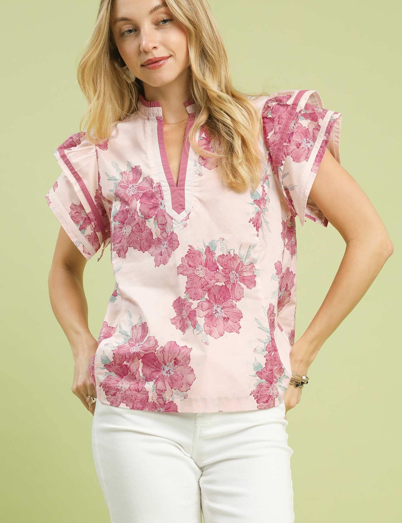 UMGEE Mix Floral Ruffle Sleeve Blouse **DEBUT SALE** on Simply Obsessed