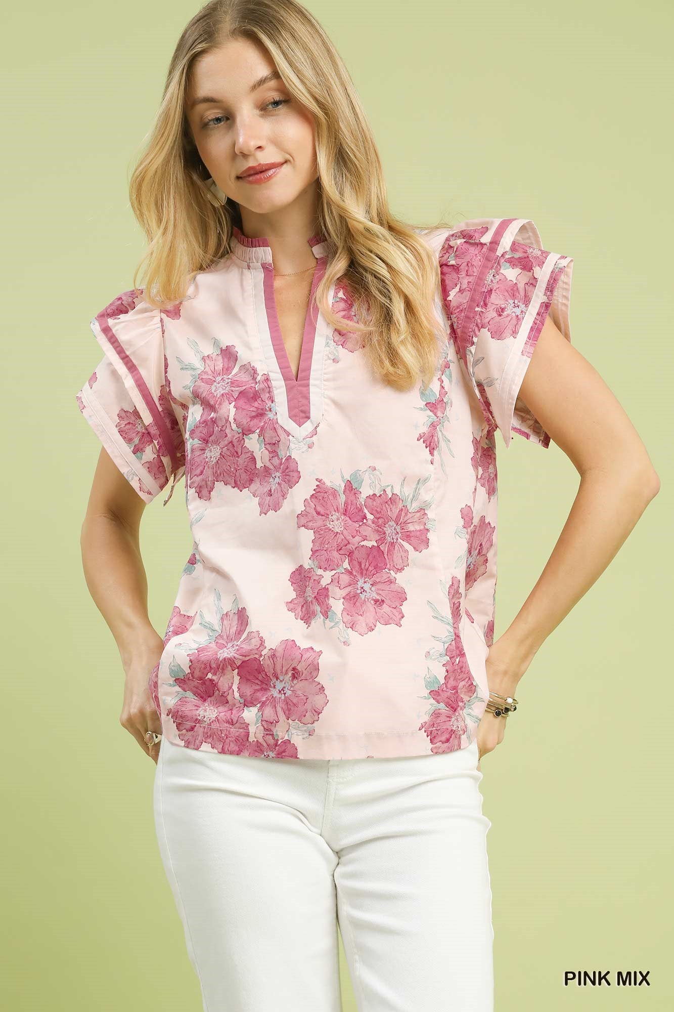 UMGEE Mix Floral Ruffle Sleeve Blouse **DEBUT SALE** on Simply Obsessed