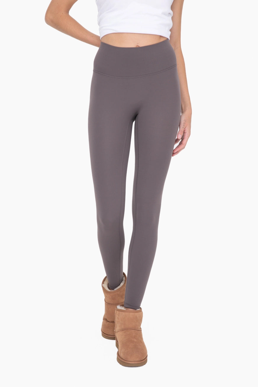 MONO B DOORBUSTER Fleece-Lined High Waisted Leggings-BRONZE on Simply Obsessed