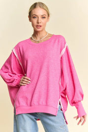 DAVI & DANI Side Slit High-Low Lantern Sleeve Knit Top **FALL DEBUT SALE** on Simply Obsessed