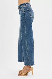 RISEN High Rise Crop Wide Leg Jeans with Step Hem on Simply Obsessed