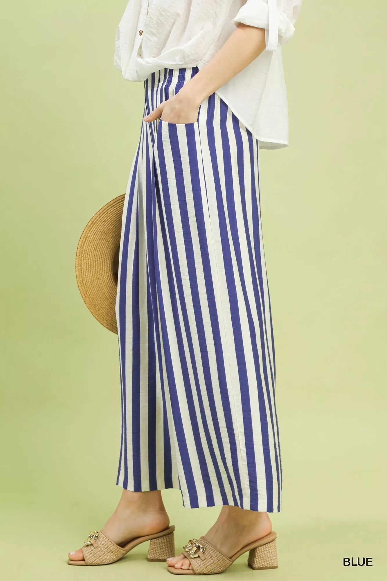 UMGEE Vertical Stripe Wide Leg Pants on Simply Obsessed