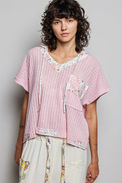 POL Short Sleeve Hooded Top with Back-Open Detail. **SALE** on Simply Obsessed