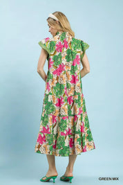 UMGEE Mix Bold Floral Tiered Midi Dress on Simply Obsessed