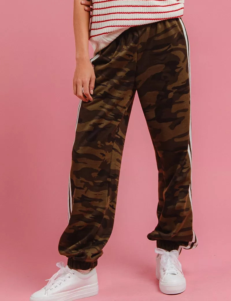 BIBI Side Lines Camouflage Track Pants on Simply Obsessed