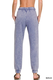 Zenana Acid Wash Fleece Sweatpants with Pockets on Simply Obsessed