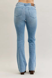 Judy Blue Full Size Mid Rise Bootcut Jeans with Contrast Wash & Front Patch Pockets Plus Size on Simply Obsessed