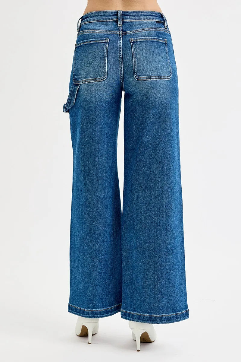 RISEN Full Size High Rise Wide Leg Patch Detailed Jeans Plus Size on Simply Obsessed