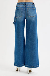 RISEN Full Size High Rise Wide Leg Patch Detailed Jeans Plus Size on Simply Obsessed