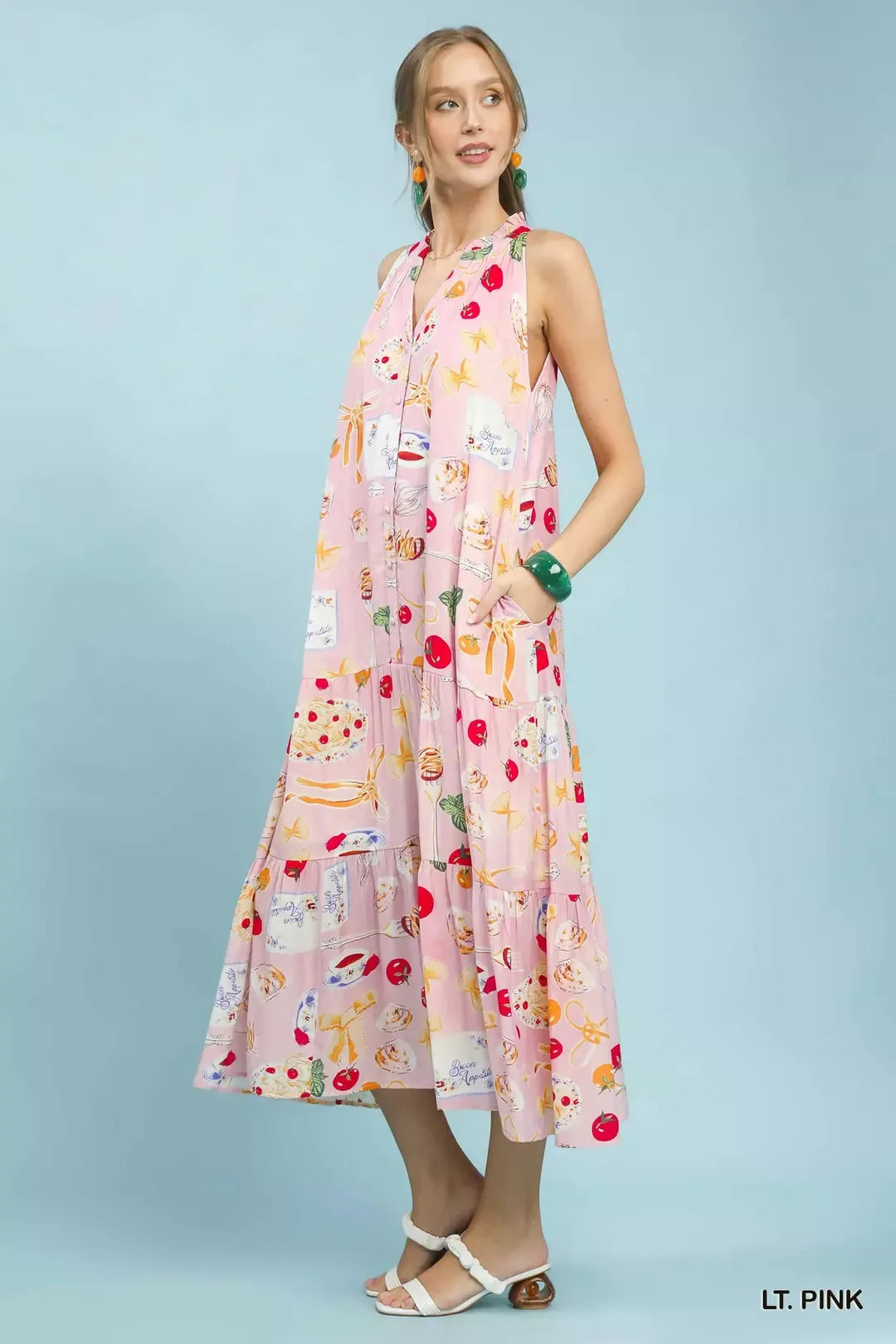 UMGEE Abstract Print Tiered Halter Midi Dress on Simply Obsessed
