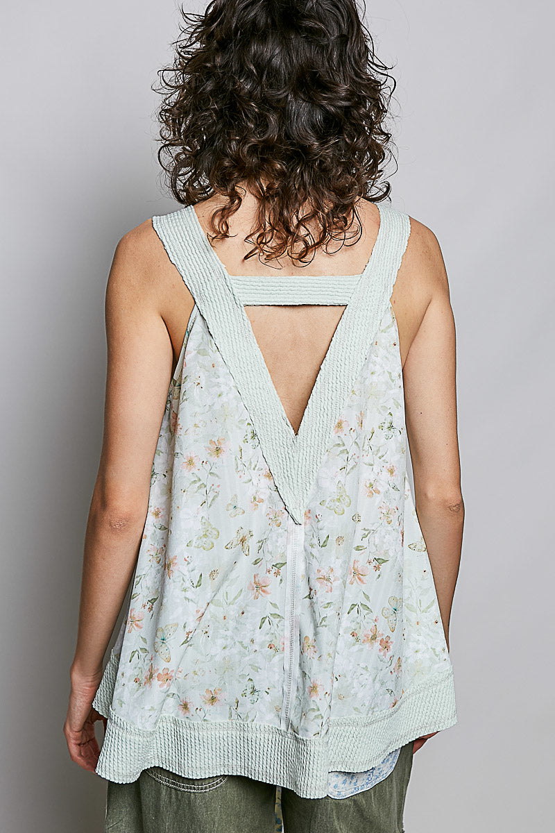 POL Floral V-Neck Tank with Front Pocket **SALE** on Simply Obsessed