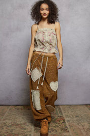 POL Button Down Floral Embroidered Cropped Cami with Lace Detail on Simply Obsessed
