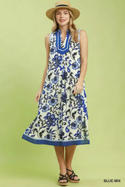 UMGEE Floral Scroll Sleeveless Midi Dress on Simply Obsessed