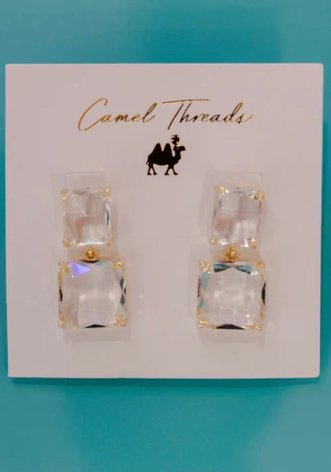 CAMEL THREADS: Double Clear Stone Earrings on Simply Obsessed