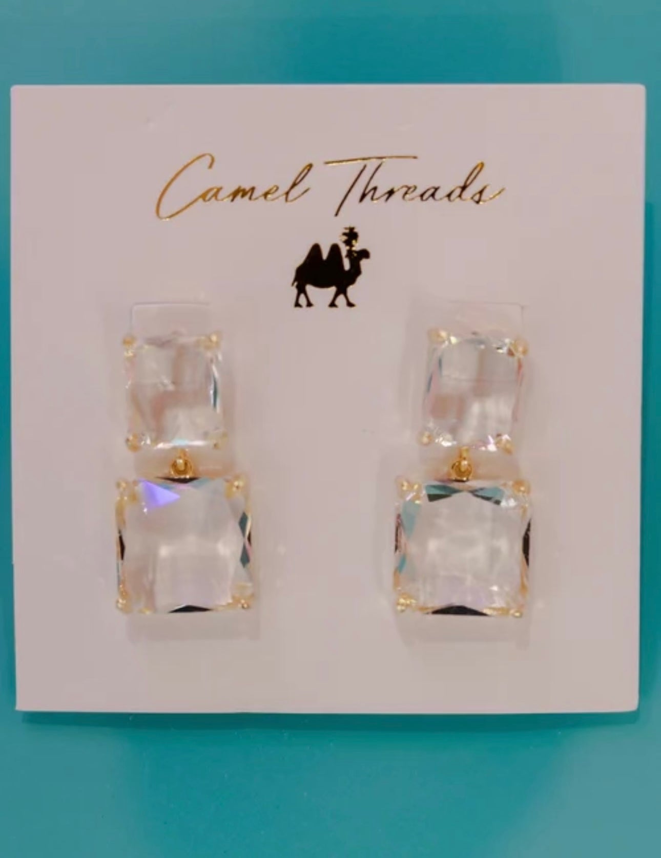 CAMEL THREADS: Double Clear Stone Earrings on Simply Obsessed