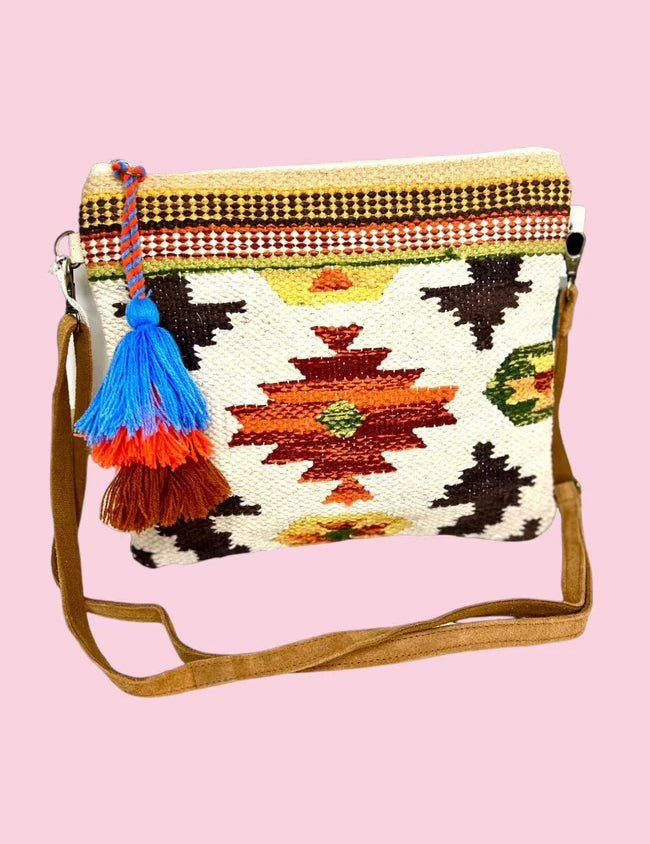 CAMEL THREADS Geometric Stitch Bag on Simply Obsessed