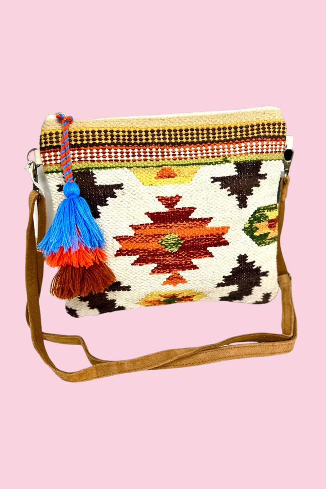 CAMEL THREADS Geometric Stitch Bag on Simply Obsessed