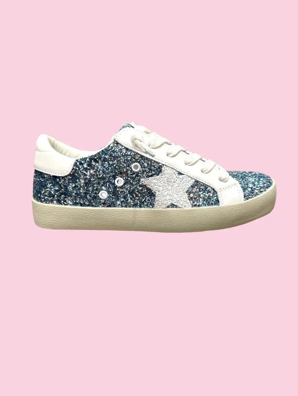 CAMEL THREADS Glitter Star Sneakers - Light Blue on Simply Obsessed