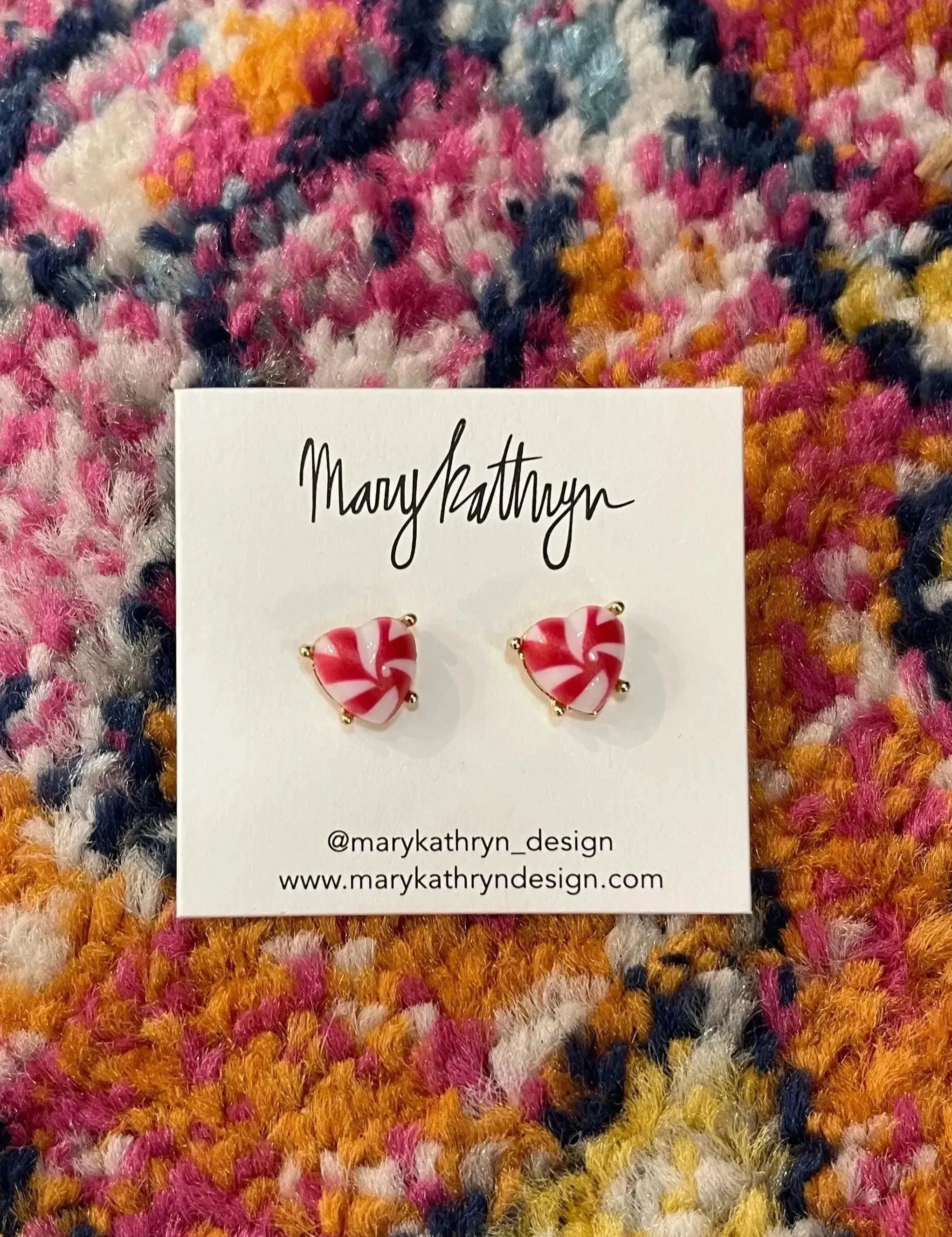 Candy Cane Swirl Heart Studs on Simply Obsessed
