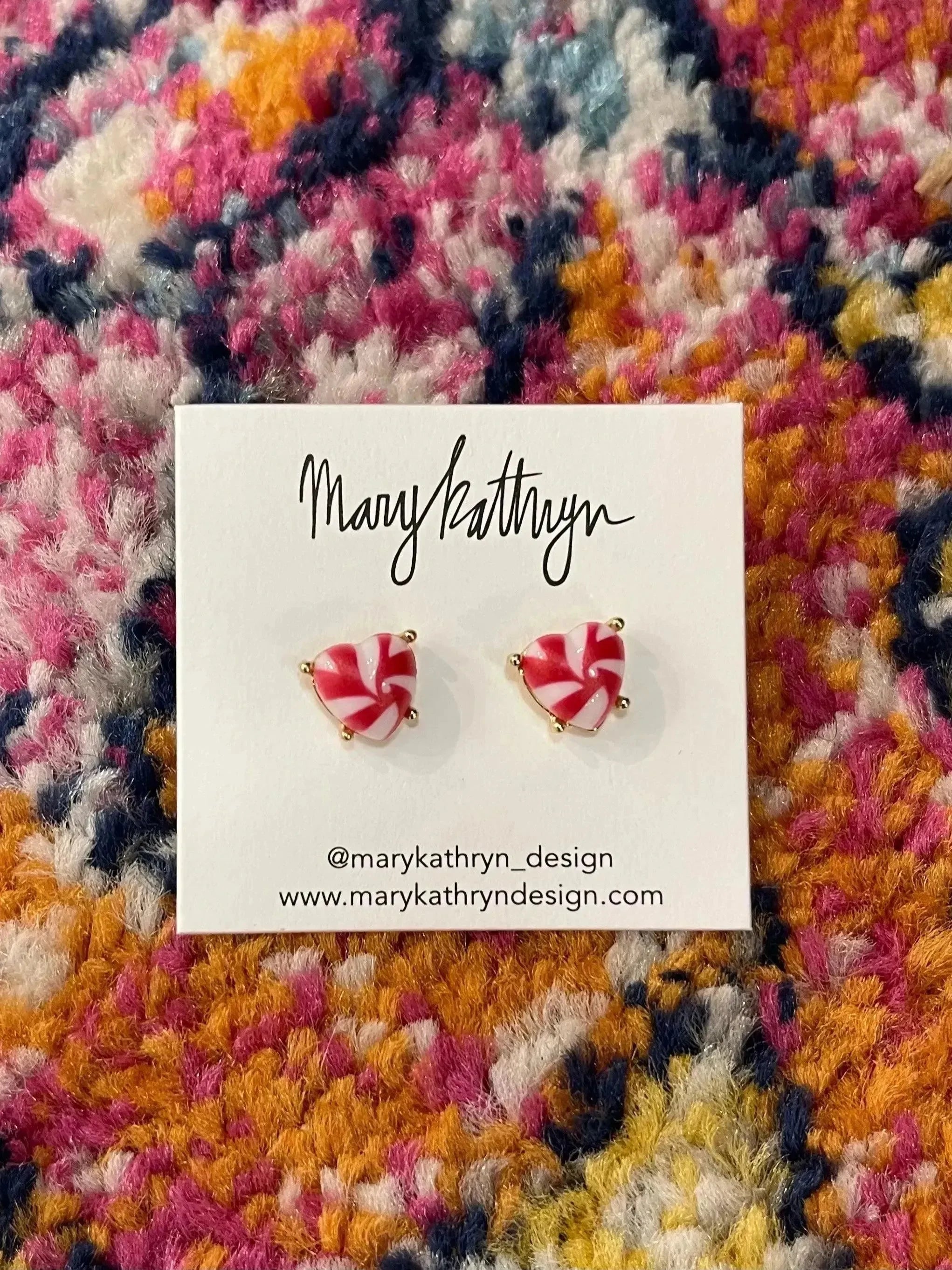 Candy Cane Swirl Heart Studs on Simply Obsessed