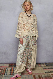 POL Round Neck Weave Knit Pattern Cropped Cover Up on Simply Obsessed