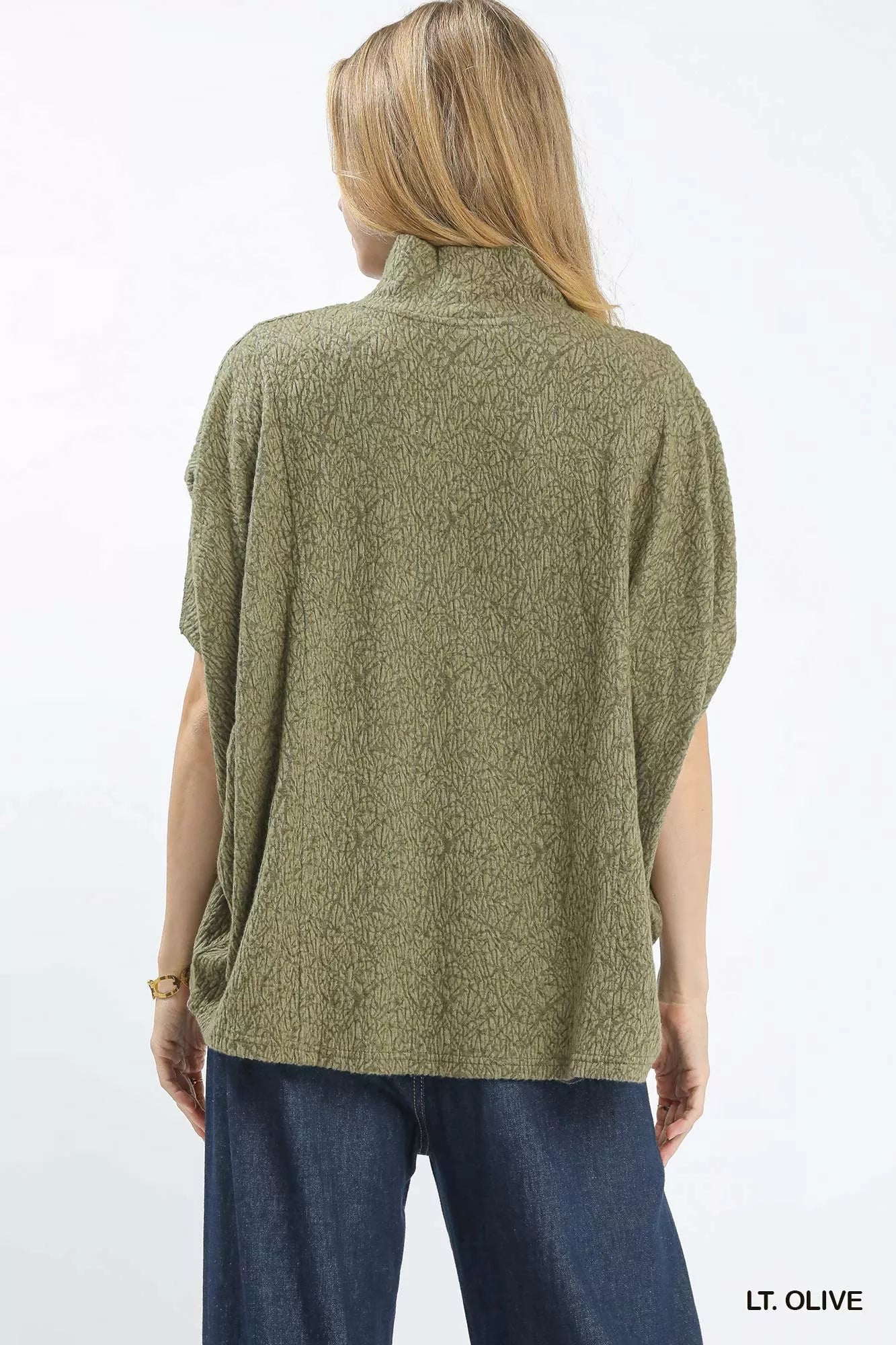 UMGEE Textured Mock Neck Relaxed Top on Simply Obsessed