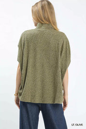 UMGEE Textured Mock Neck Relaxed Top on Simply Obsessed