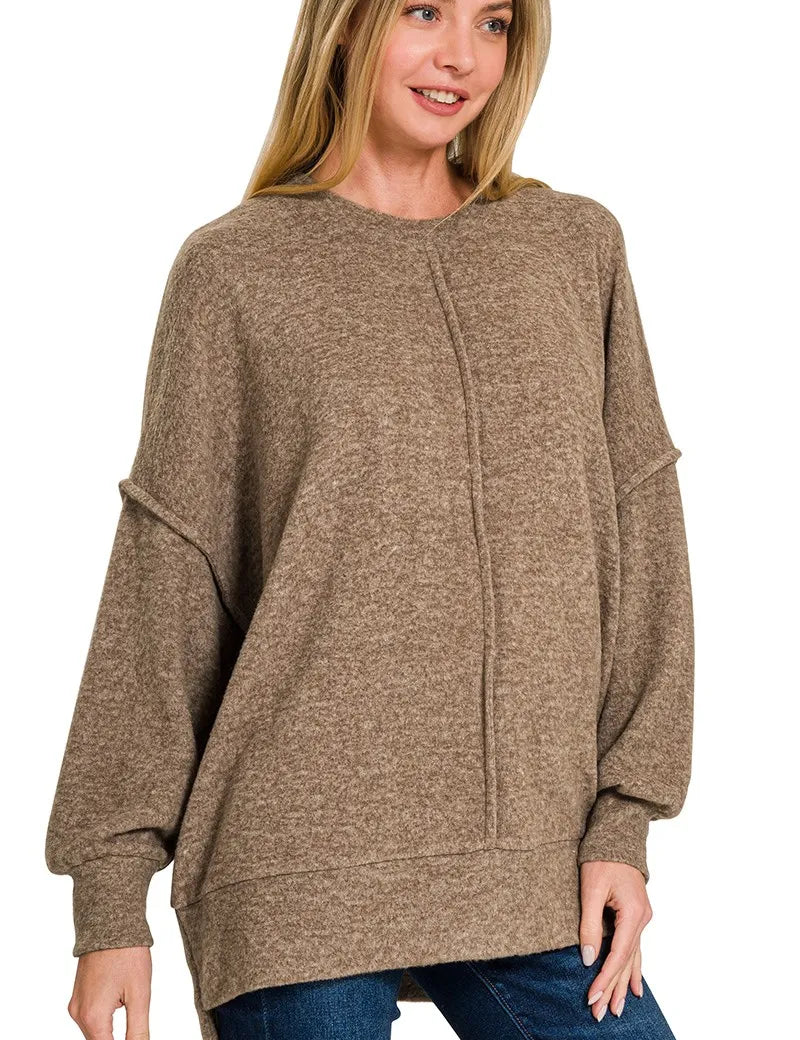 ZENANA Brushed Melange Hacci Oversized Sweater on Simply Obsessed