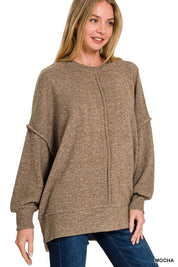 ZENANA Brushed Melange Hacci Oversized Sweater on Simply Obsessed