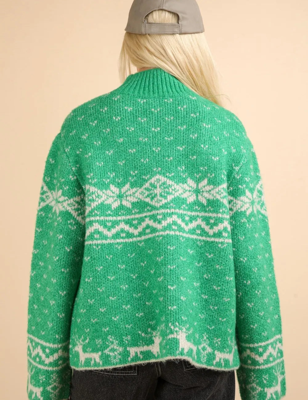 VERY J Christmas Element Mock Neck Long Sleeve Sweater on Simply Obsessed