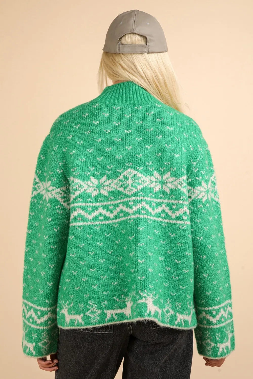 VERY J Christmas Element Mock Neck Long Sleeve Sweater on Simply Obsessed