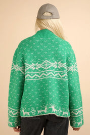 VERY J Christmas Element Mock Neck Long Sleeve Sweater on Simply Obsessed