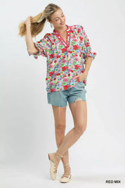 UMGEE Mix Floral Print Ruffle Top. **DEBUT SALE** on Simply Obsessed
