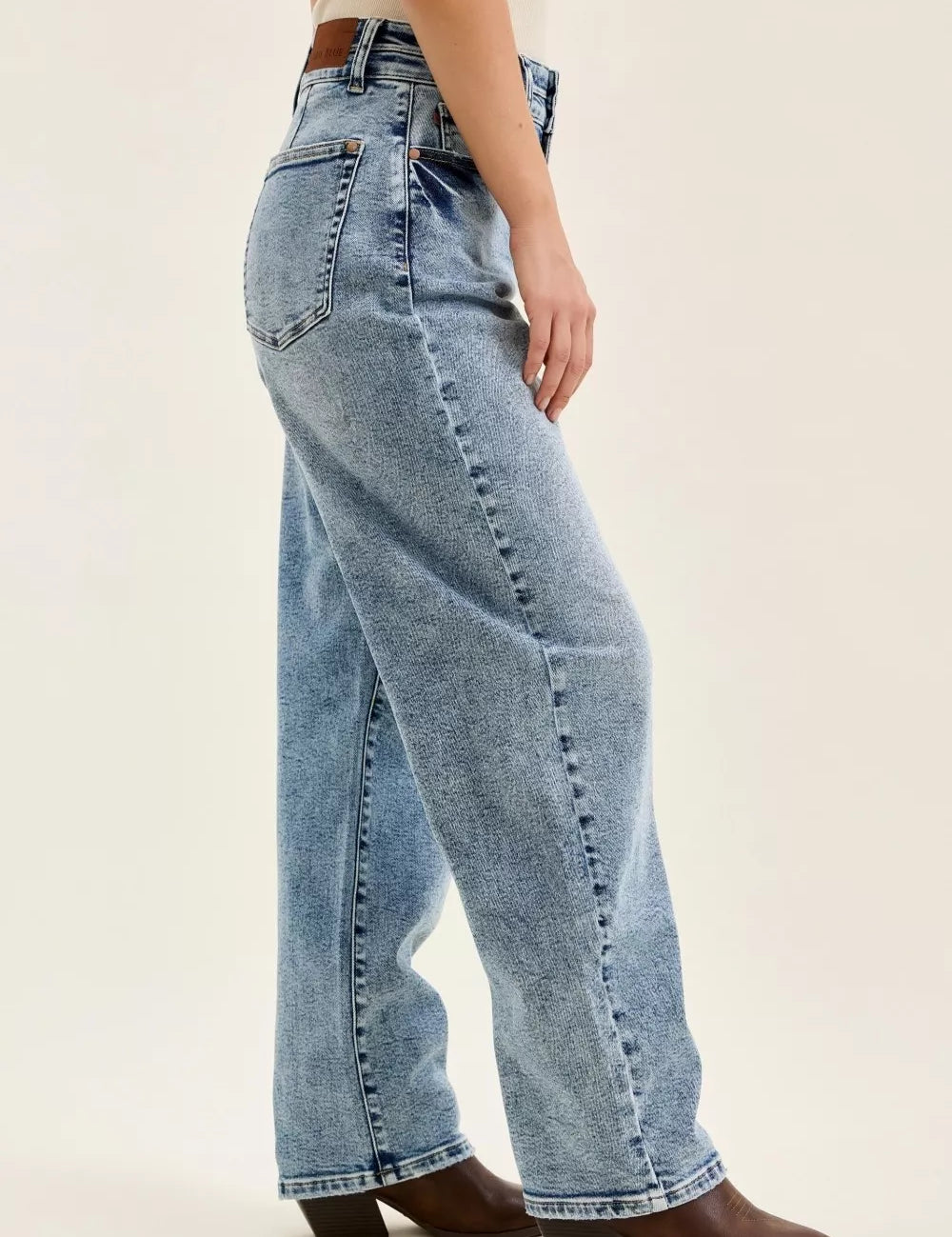 JUDY BLUE Full Size High Waist Marlow Arc Leg Jeans with Double Waistband Plus Size on Simply Obsessed