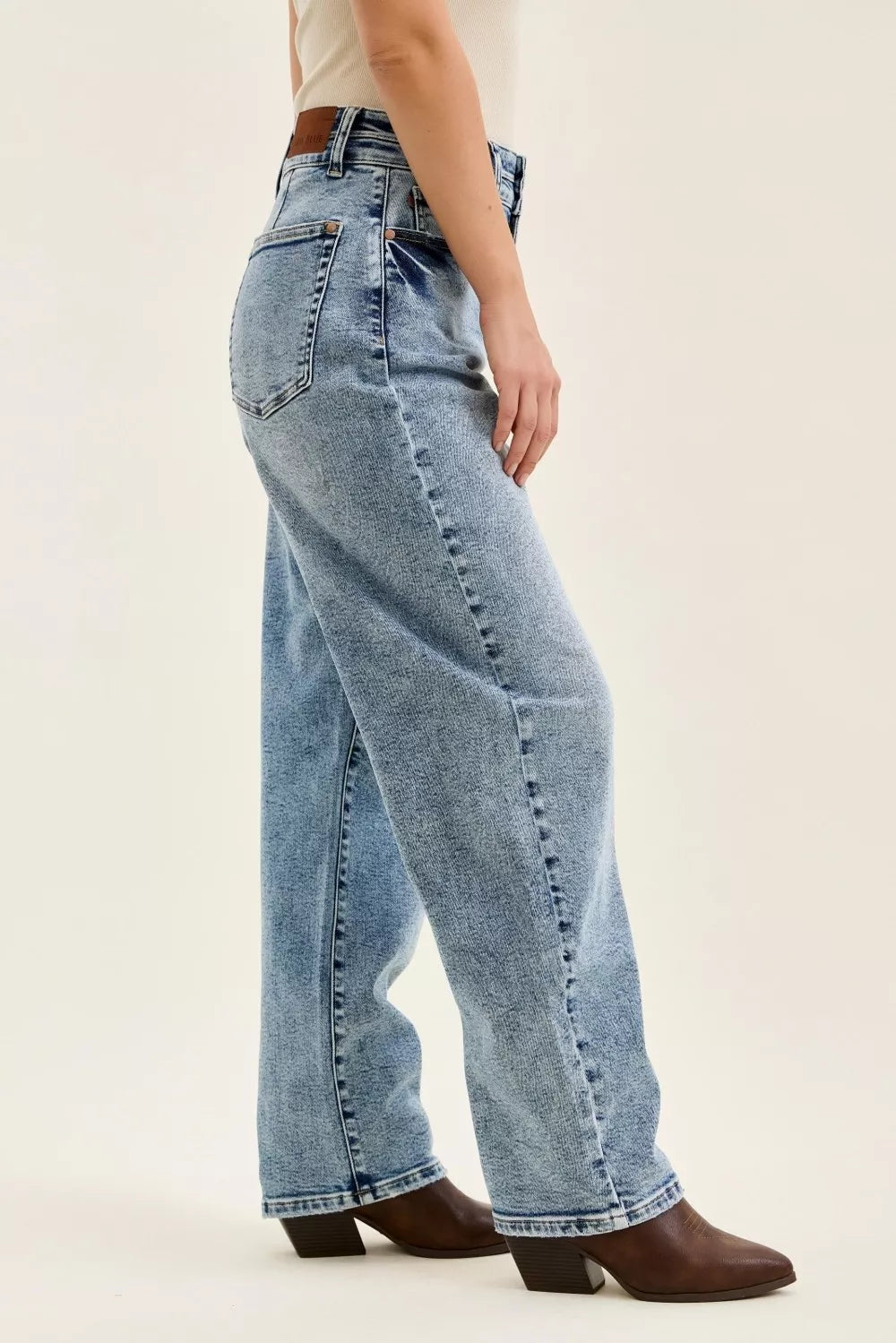 JUDY BLUE Full Size High Waist Marlow Arc Leg Jeans with Double Waistband Plus Size on Simply Obsessed
