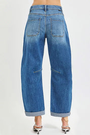 RISEN Slouchy Cropped Barrel Jeans With Cuffed Hem on Simply Obsessed