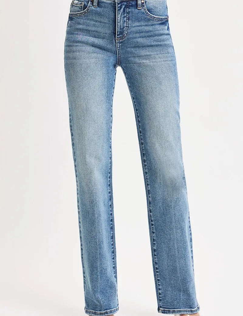 RISEN Full Size Tummy Control High Rise Straight Jeans Plus Size on Simply Obsessed