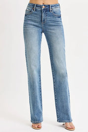 RISEN Full Size Tummy Control High Rise Straight Jeans Plus Size on Simply Obsessed