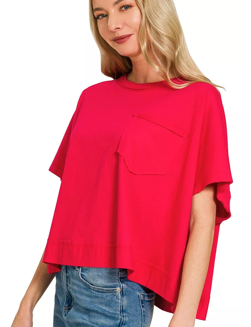 ZENANA Exposed Seam Boxy Top on Simply Obsessed