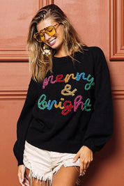 BIBI Tinsel Lettering Christmas Sweater on Simply Obsessed