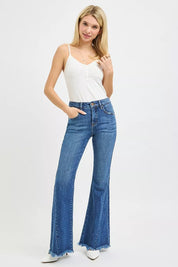 RISEN Mid Rise Flare Side Seam Detailing Jeans on Simply Obsessed