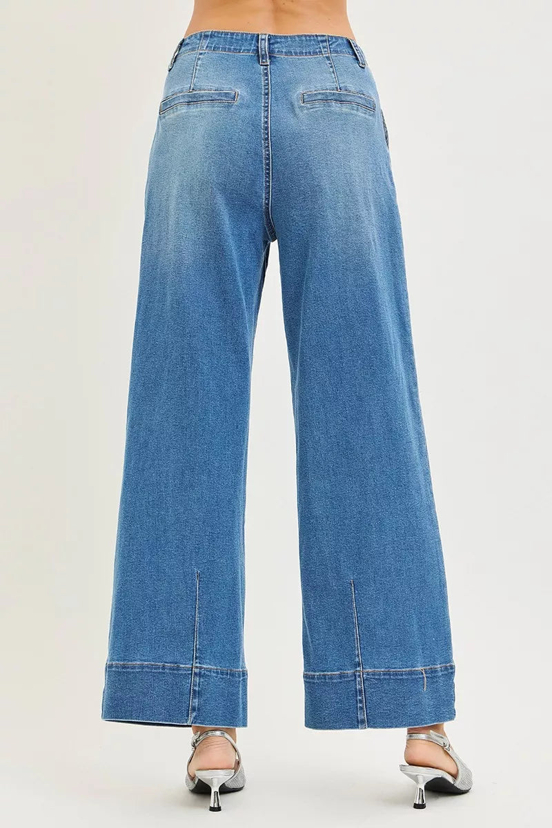 RISEN Slouchy Wide Leg Jeans With Pleats on Simply Obsessed