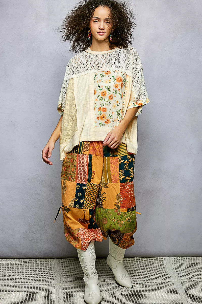 POL Floral Patchwork Lace Accent Blouse on Simply Obsessed