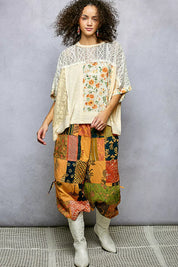 POL Floral Patchwork Lace Accent Blouse on Simply Obsessed