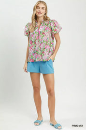 UMGEE Floral Puff Sleeve Blouse on Simply Obsessed