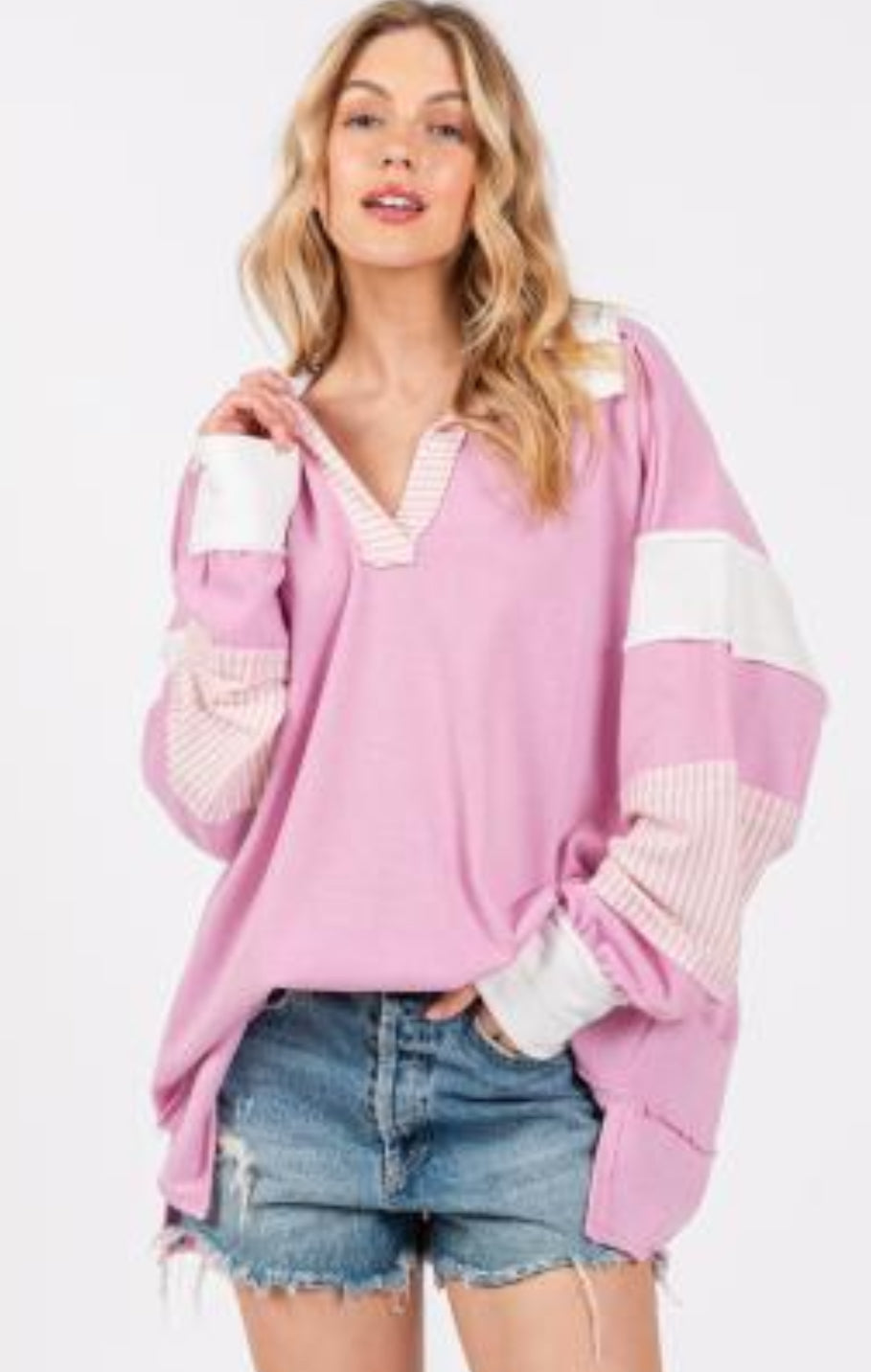 CES FEMME Candy Striped Knit Top - PINK on Simply Obsessed