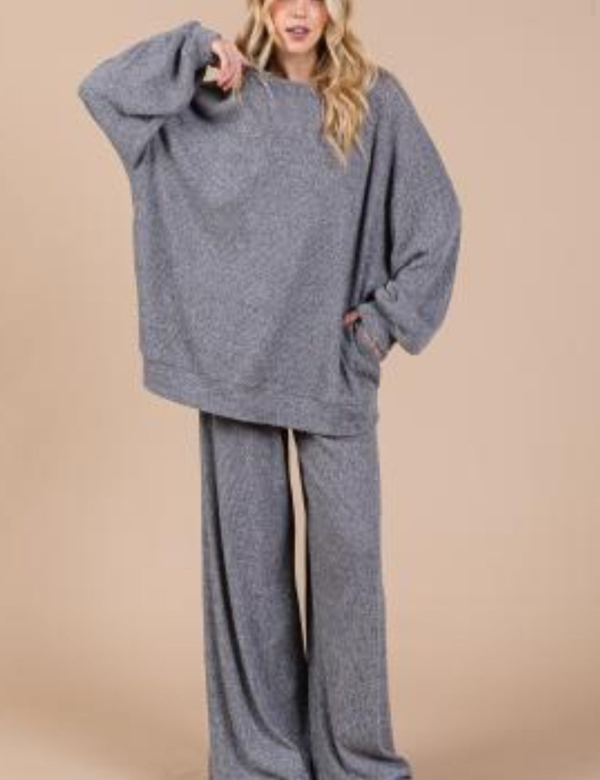 CES FEMME Cozy Long Sleeve Lounge Set - BLACK on Simply Obsessed