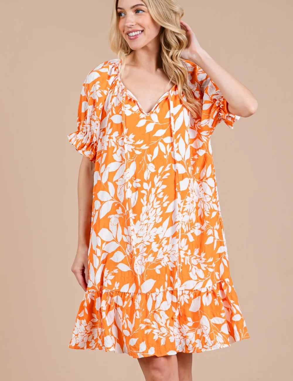 CES FEMME Floral Mini Dress - ORANGE on Simply Obsessed
