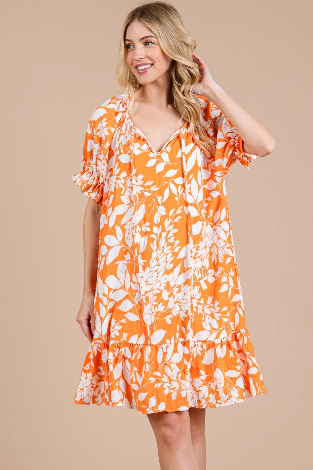 CES FEMME Floral Mini Dress - ORANGE on Simply Obsessed