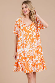 CES FEMME Floral Mini Dress - ORANGE on Simply Obsessed